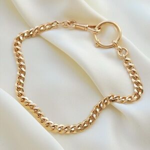 antique solid 18k gold Swedish curb watch chain dog bolt clasp 1918 hallmarks